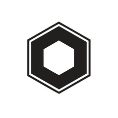 Bold geometric hexagon illustration with white center, minimalist design on clean white backdrop