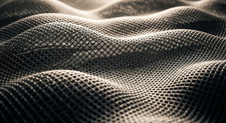Metallic Mesh Fabric Waving High Contrast Texture