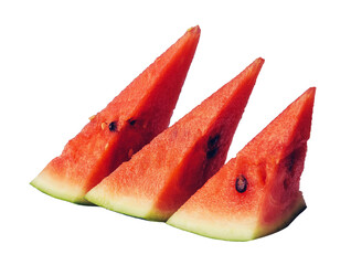 Sliced of watermelon isolated on a transparent background.