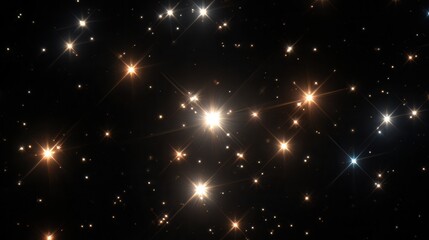 Constellation of warm and cool stars with cross-shaped flares in outer space