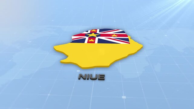 Niue Geographic Map and Flag Animated Motion Graphic Background | Niue Map Animation
