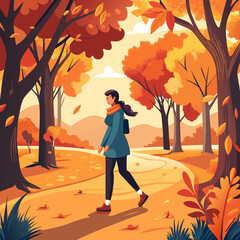 man walking in autumn park