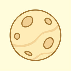 Fototapeta premium Cute Cartoon Planet or Moon Icon Illustration
