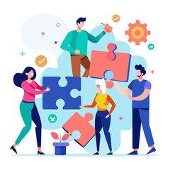 business people with puzzle pieces