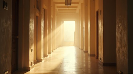 Hallway with Sunlight and Doors