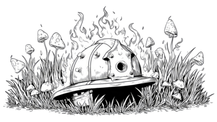 hand drawn winter snowman hat,scarf,buttons and snowy ground in detailed sketch style on white background