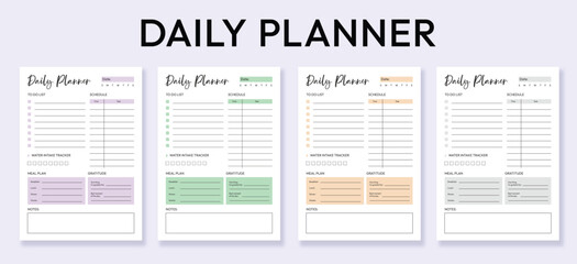 Daily Planner Template Design. To Do List Planner Page. Schedule Planner Layout. Printable Daily Organizer.