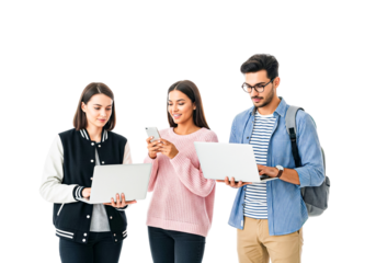 Students Studying with Laptops and Smartphone