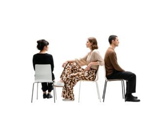 group of people sitting on a chair