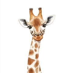 Fototapeta premium Giraffe Centre. Giraffe Centre hand drawn watercolor illustration on white background