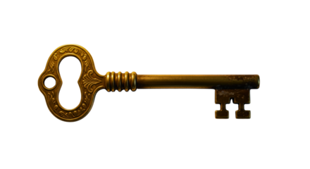 Vintage Brass Key Isolated PNG