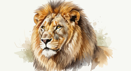 Majestic Lion Head Watercolor Portrait