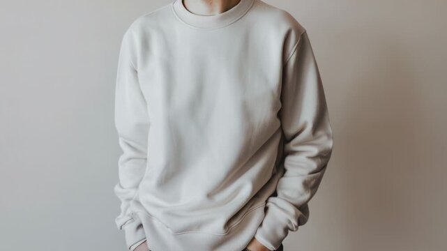 Video A person dressed in a white sweatshirt and black pants