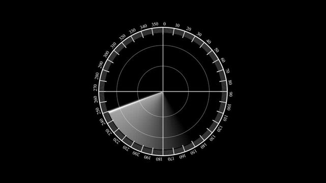 Digital searching system animation. security concept animation Rader searching on black background. Motion graphic of colorful sonar radar screen searching an object line digital technology .