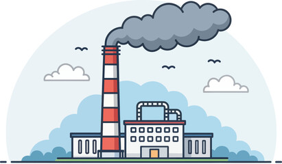 Smoky Factory Chimneys Releasing Industrial Air Pollution Icon