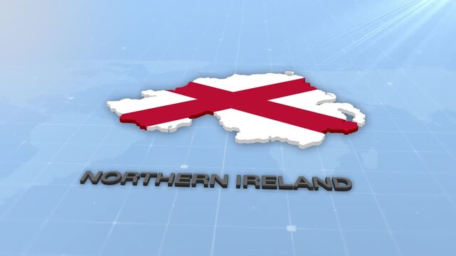 Northern Ireland Geographic Map and Flag Animated Motion Graphic Background | Northern Ireland Map Animation