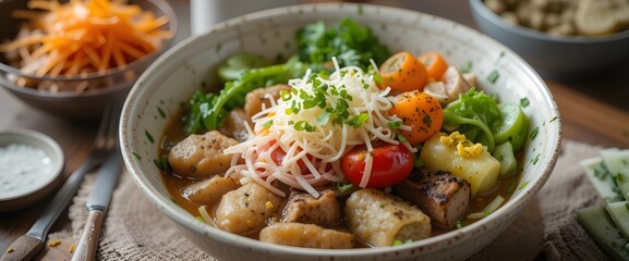 healthy and delicious dinner of vegetables and meat