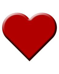A simple glossy red heart shape isolated on a solid black background