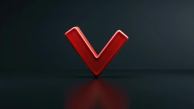 Video A red v-shaped object sits on a black surface, perfect for use in designs related to love, passion, or energy