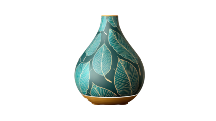 Blue glass vase decoration, object isolated on white background