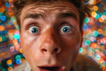 Excited Man With Wide Eyes Looking In Close Up