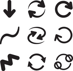 Set of Black Arrow Icons in Circles