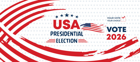 Red Wave Lines USA Presidential Election 2026 Promotional Banner Design