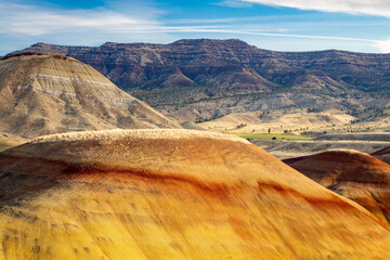 Scenic Overlook at Painted Hills of John Day Fossil Beds National Monument at Sunset
