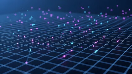 Abstract blue background featuring a futuristic technology design with a digital communication pattern, vector illustration of a fractal grid, and dynamic light lines in cyberspace