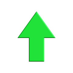 3d green arrow icon. 3d green upward arrow symbol, up progress arrow sign.
