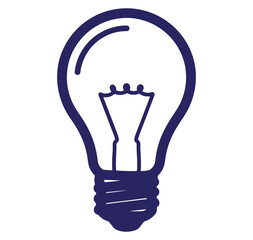 Obraz premium Simple blue outline illustration of a light bulb representing idea and innovation concepts