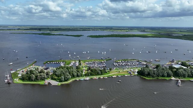Aerial video from watersport on the Sneekermeer in the Netherlands
