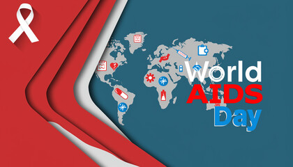 World AIDS Day Awareness Ribbon with Global Health Message