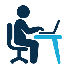 Productive person on laptop at desk Vector