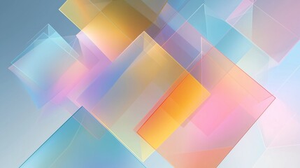 Obraz premium Minimalist abstract geometric background with overlapping transparent polygons in fresh pastel tones