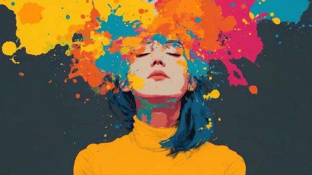 woman with creative idea abstract illustrated animation