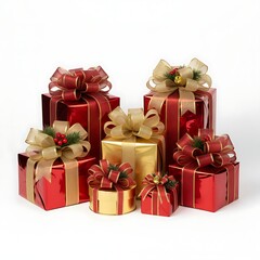 Festive Red Present Box Wrapped with Shiny Ribbon