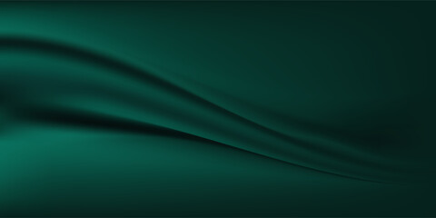 Dark teal emerald green silk satin. Shiny smooth fabric. Soft folds. Luxury background with space for design. web banner. Flat lay, top view table. Birthday, Christmas, Valentine, New year. © Holik