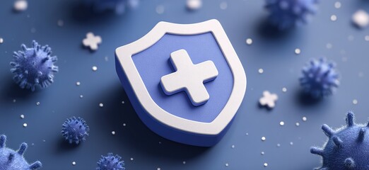 Blue Medical Shield with Cross,Suitable for medical safety campaigns, pandemic content, health education materials, and public health blog visuals.