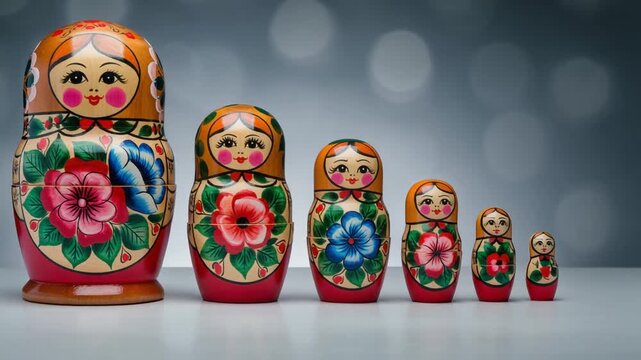 Russian Matryoshka Dolls, Cultural Heritage, Traditional Craft, Symbolic Representation, Nested Figures, Hand-painted, Artistic Expression