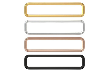 Obraz premium Set of Metallic Rectangular Frames in Gold, Silver, Rose Gold, and Black Isolated on Transparent Background