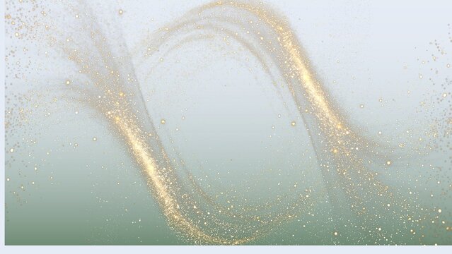Graceful golden light trails and shimmering particles dance across a soft gradient backdrop, an abstract illustration of elegance and celebration