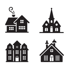 Religious chapel building silhouette icon for spiritual community branding