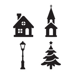 Vintage town house silhouette icon for classic architecture project