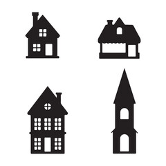 Cozy family house silhouette icon for real estate and property design