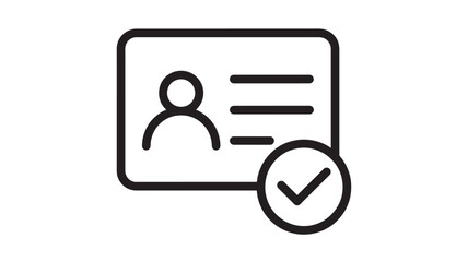 a simple black line icon depicting a user profile with a checkmark ideal for ui design on transparent background silhouette high quality professional detailed modern elegant