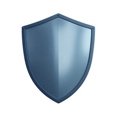 A polished metallic medieval shield with a reflective surface isolated on transparent background