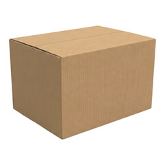 Brown cardboard box stands out with a transparent background suitable for packaging shipping and delivery mockups and designs