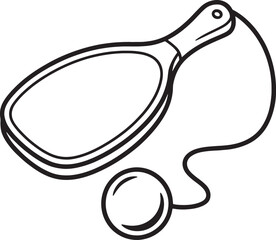 Vintage cup and ball game toy paddleball sketch outline vector illustration isolated