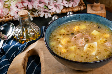 Sour soup in bowl.